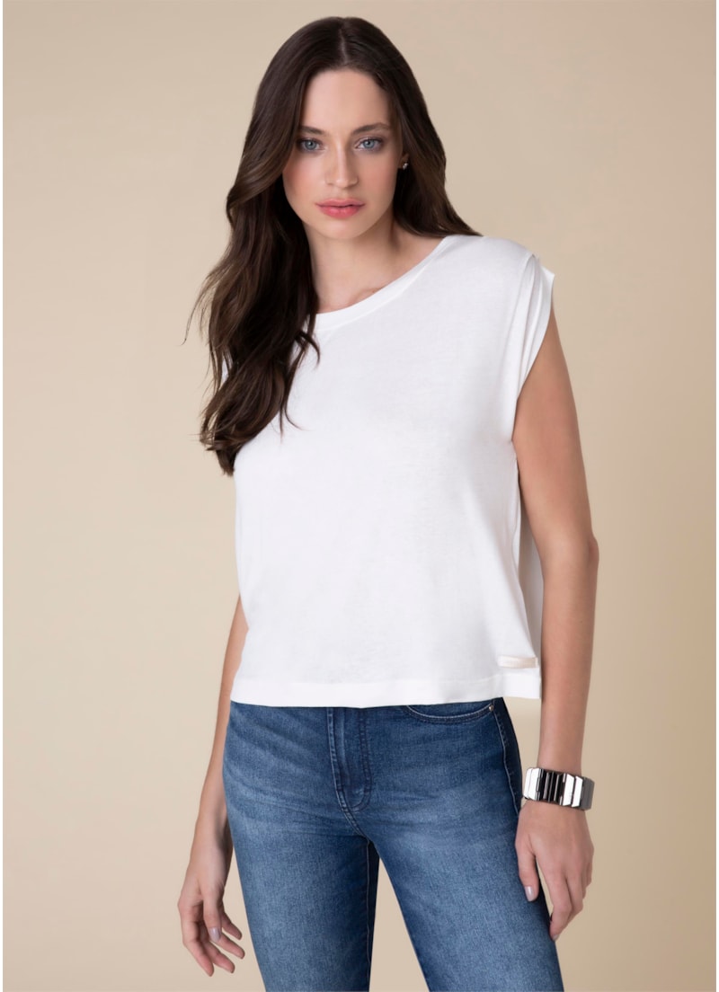 Blusa Pregas Ombro Off White