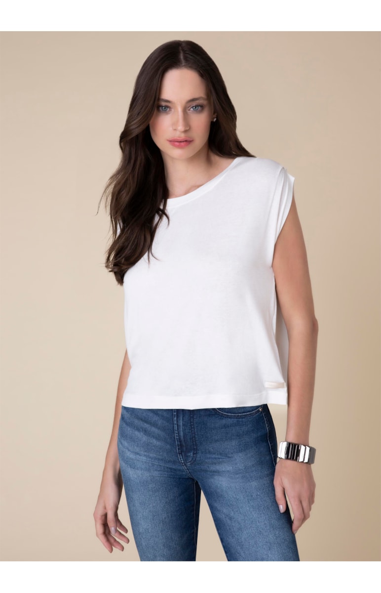 Blusa Pregas Ombro Off White