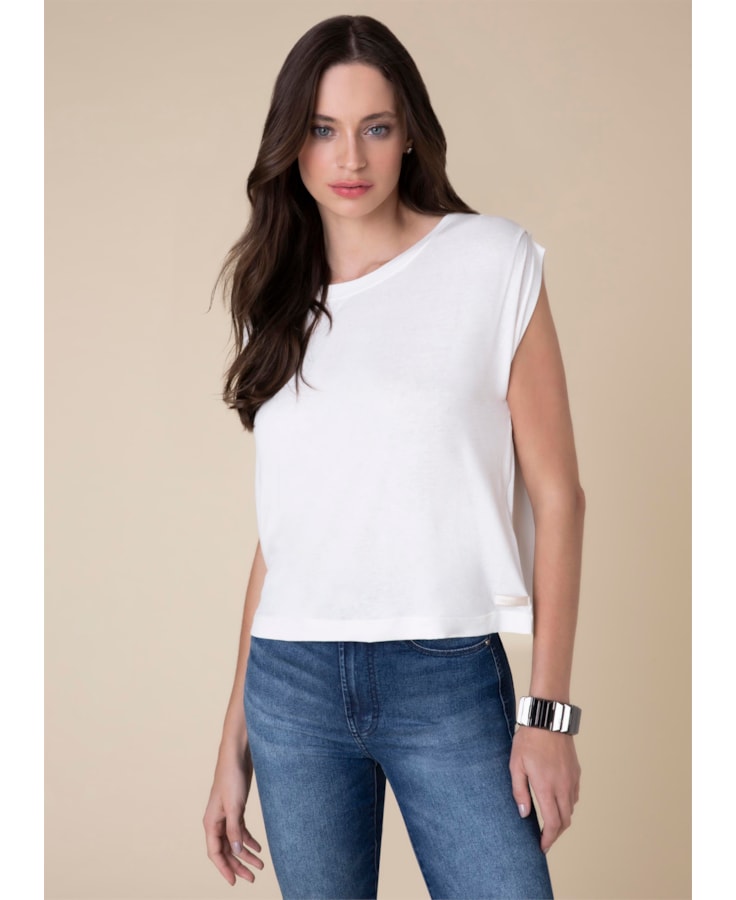 Blusa Pregas Ombro Off White