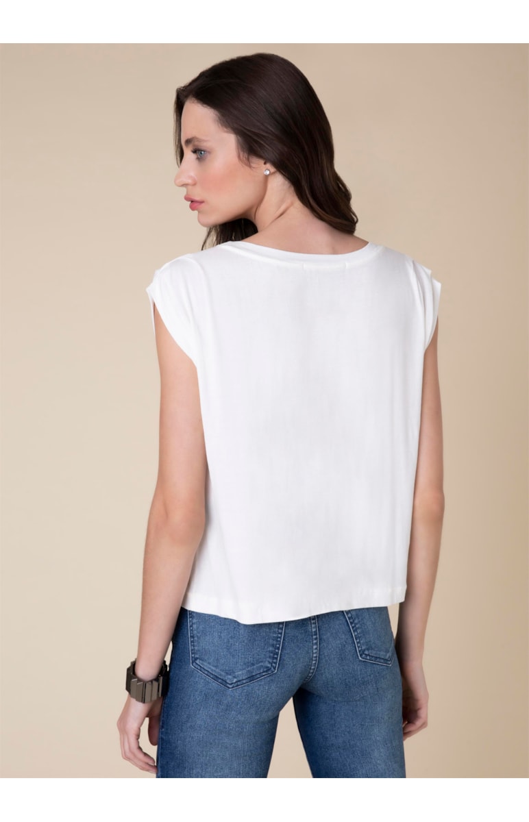 Blusa Pregas Ombro Off White