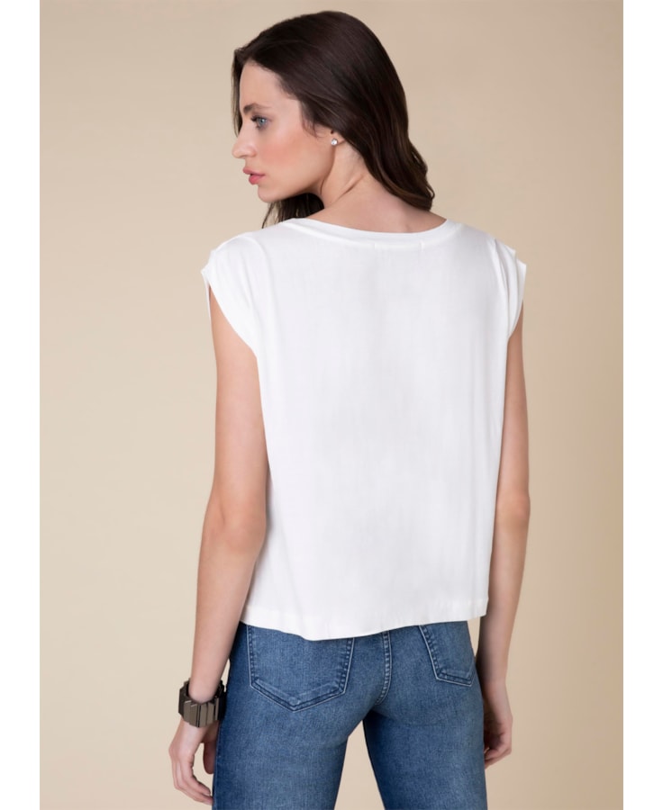 Blusa Pregas Ombro Off White