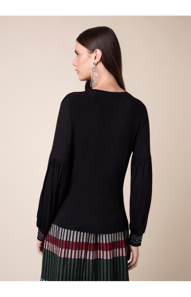 Blusa Punho Brilho Preto