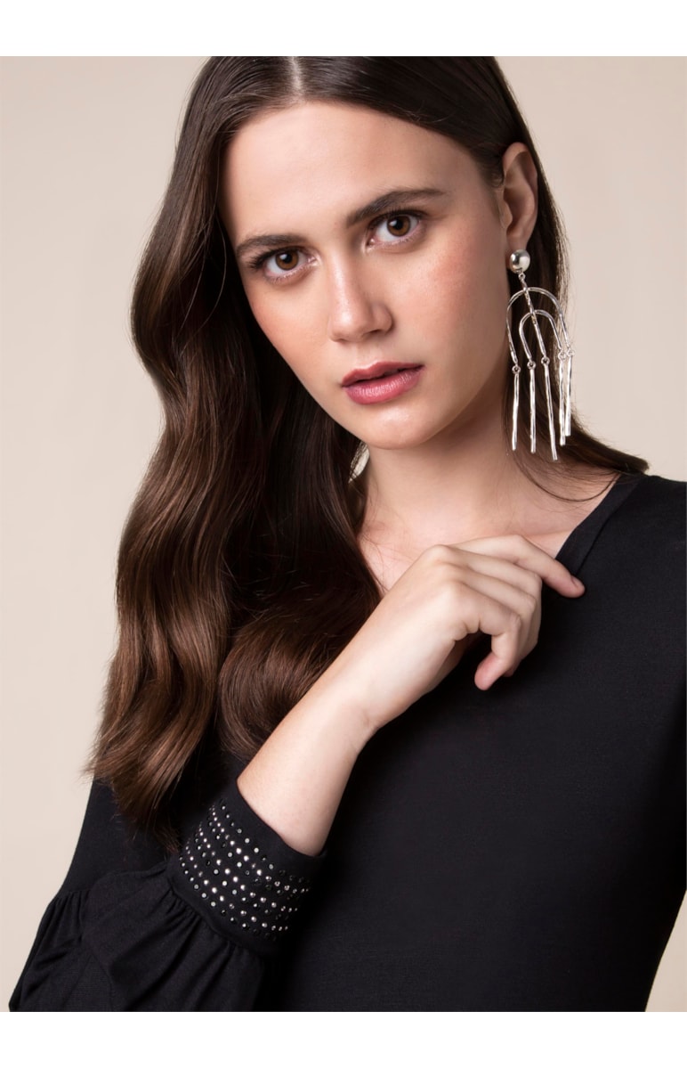 Blusa Punho Brilho Preto