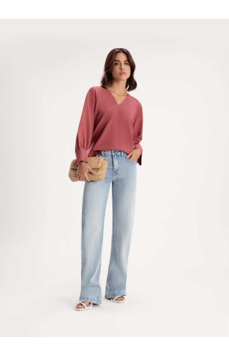 Blusa Pura Seda Raglan Rosa Dirty
