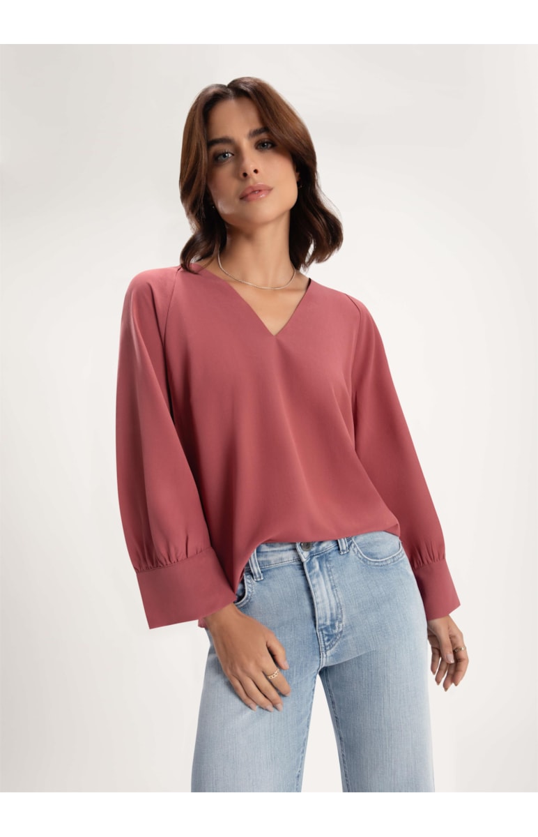 Blusa Pura Seda Raglan Rosa Dirty