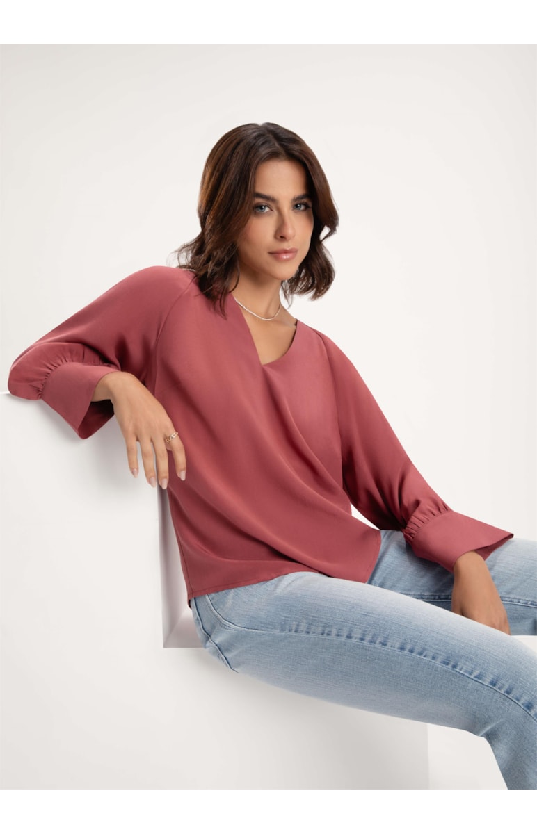Blusa Pura Seda Raglan Rosa Dirty