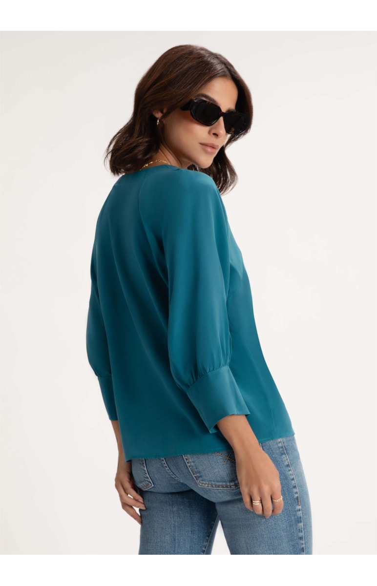 Blusa Pura Seda Raglan Verde Jade