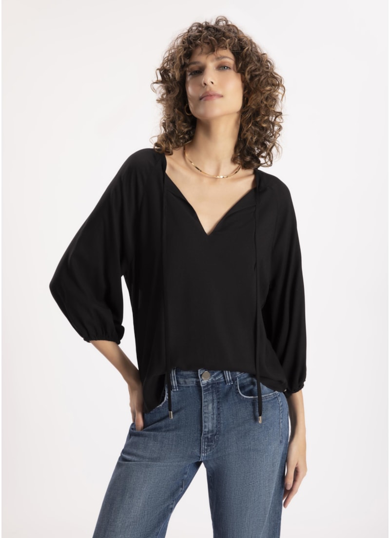Blusa Rayon Hype Raglan Preto
