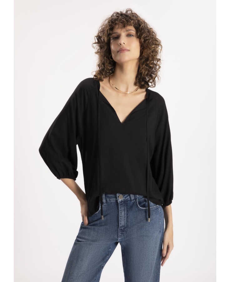 Blusa Rayon Hype Raglan Preto