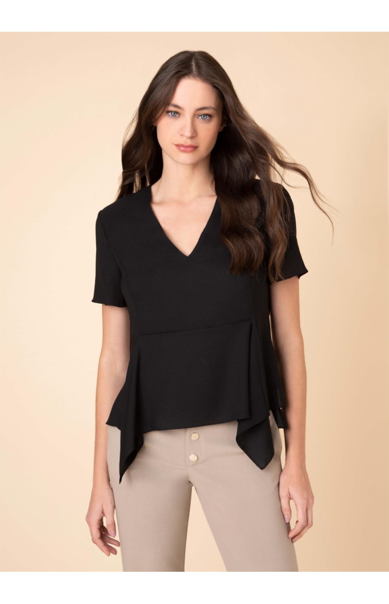 Blusa Recorte Babado Preto