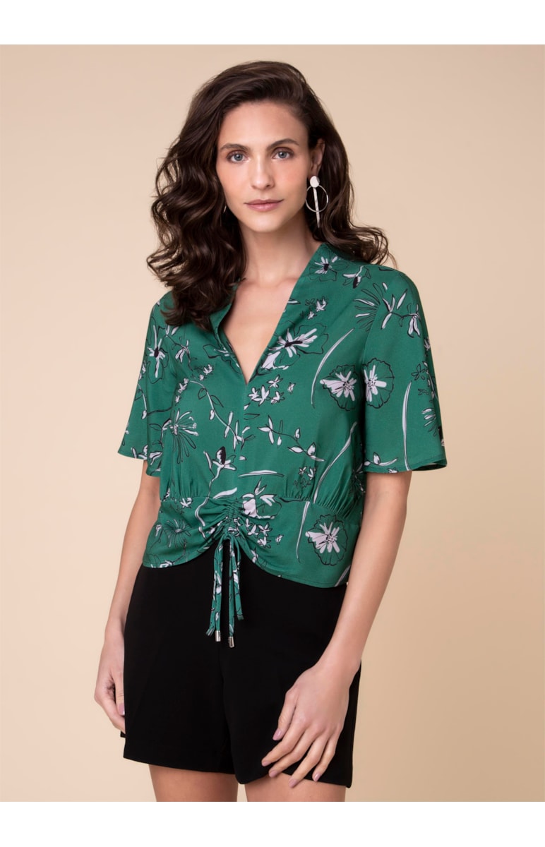 Blusa Roletes Flower Estampado