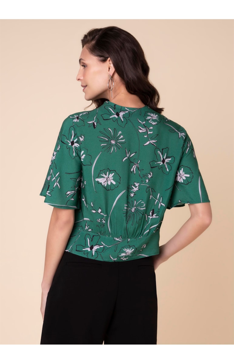 Blusa Roletes Flower Estampado