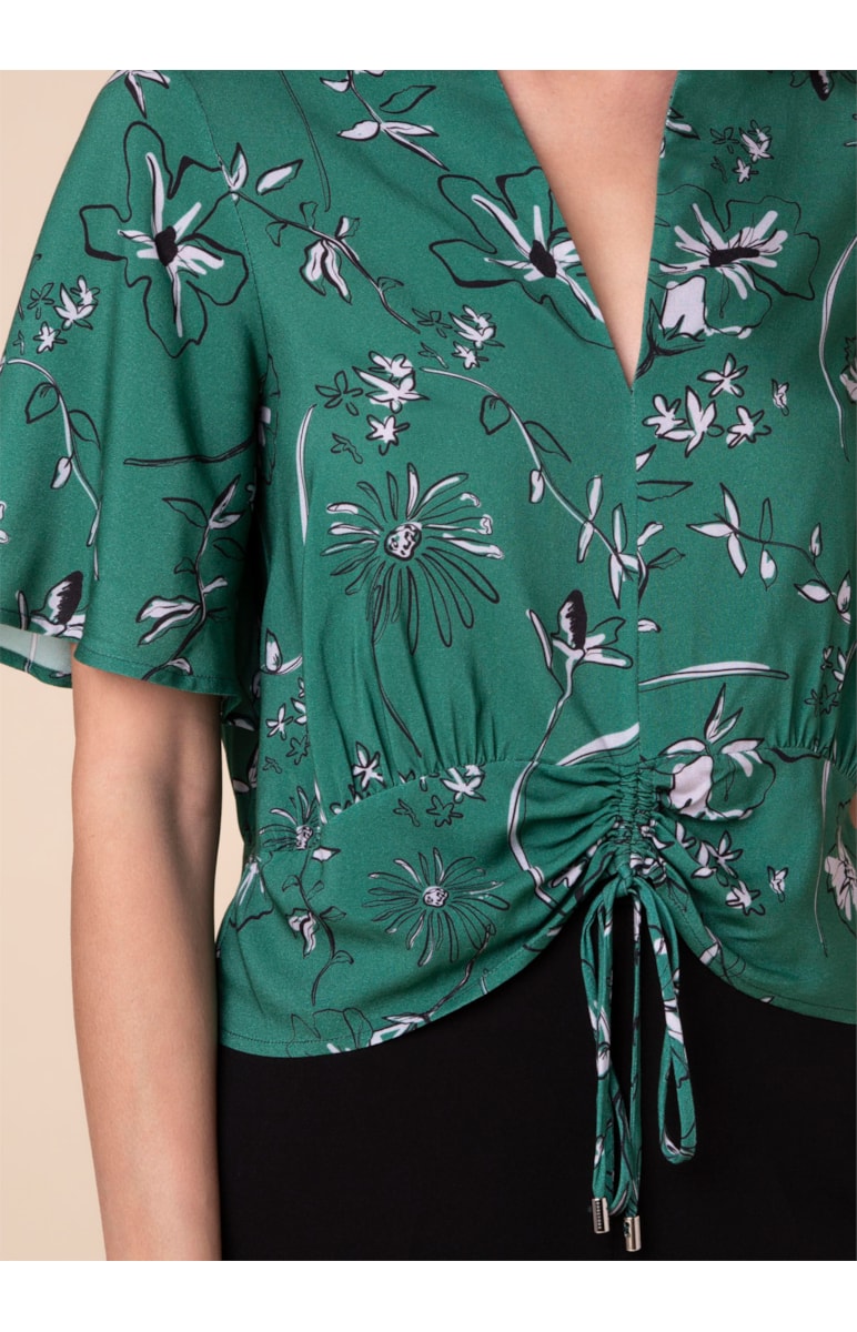Blusa Roletes Flower Estampado