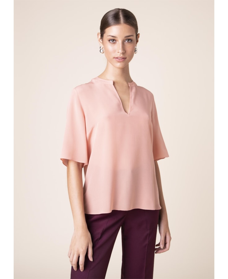 Blusa Seda Básica Nude