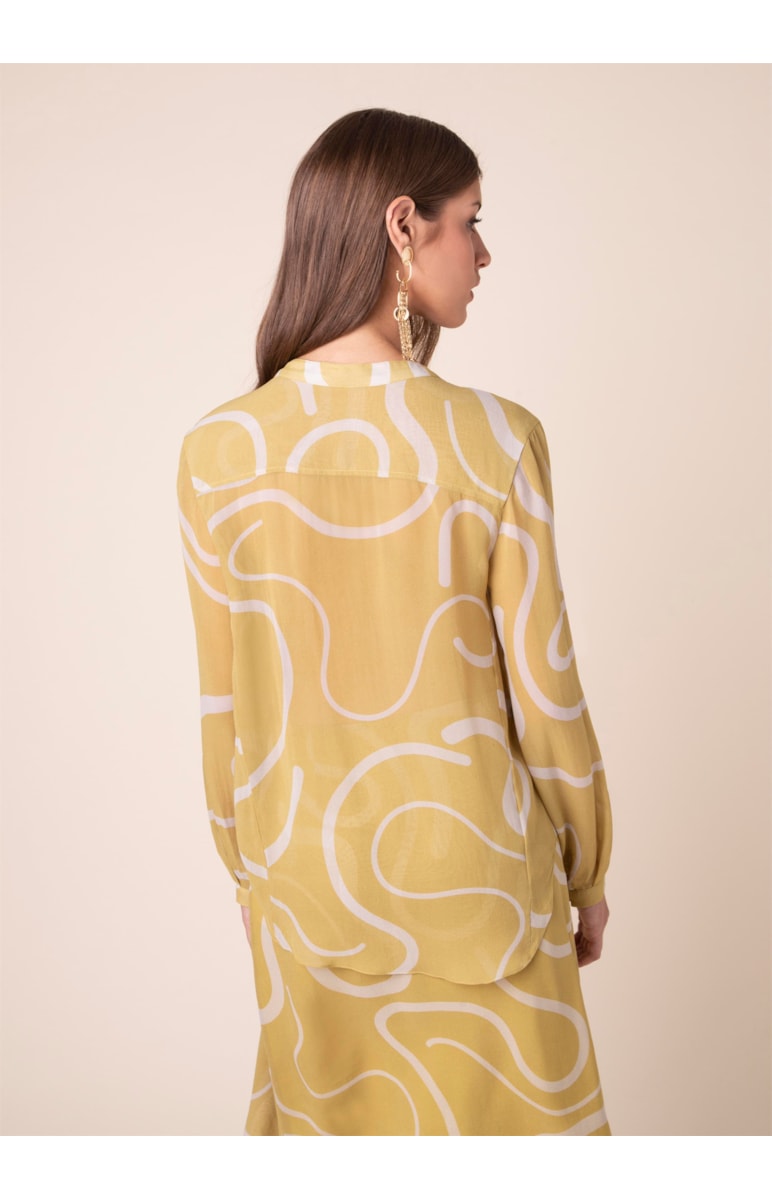 Blusa Seda Curly Stripes Est. Verde Maça