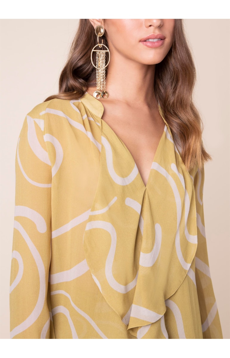 Blusa Seda Curly Stripes Est. Verde Maça
