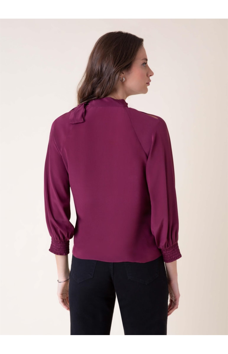 Blusa Seda Gola Amarração Vinho