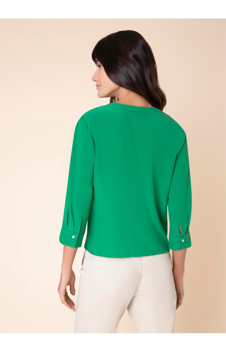 Blusa Seda Transpassada Verde Bandeira