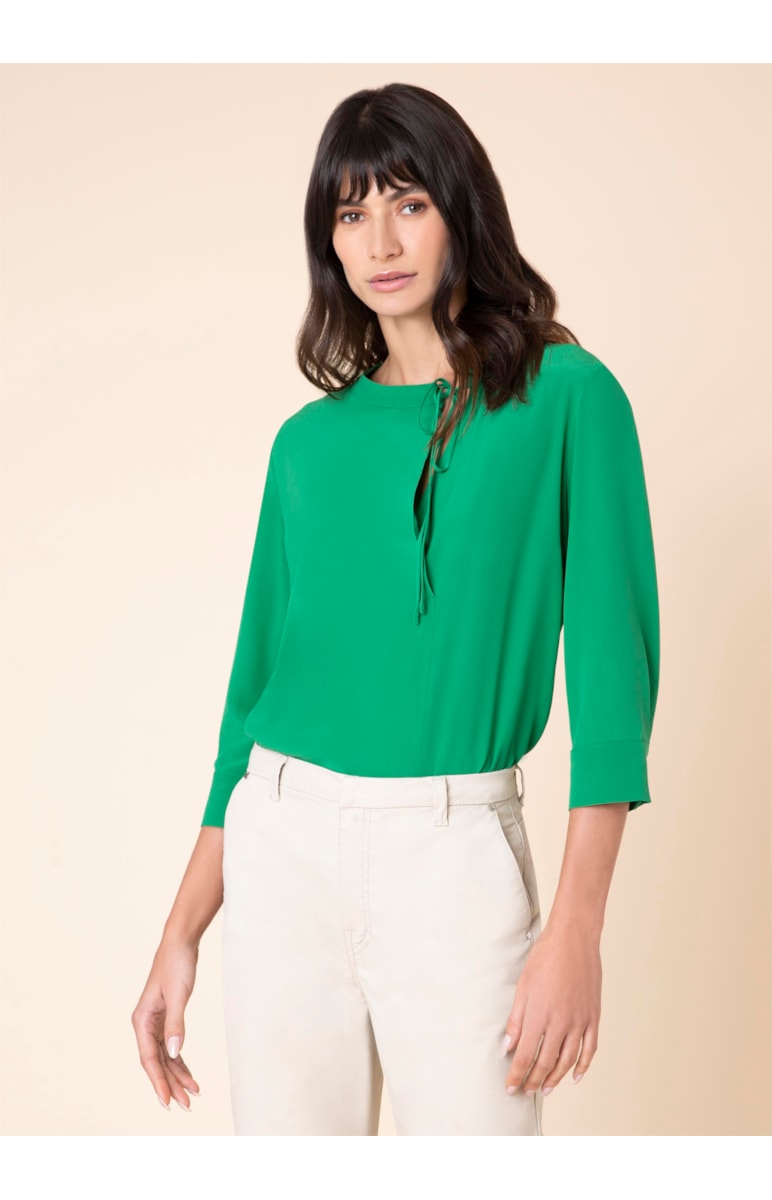 Blusa Seda Transpassada Verde Bandeira