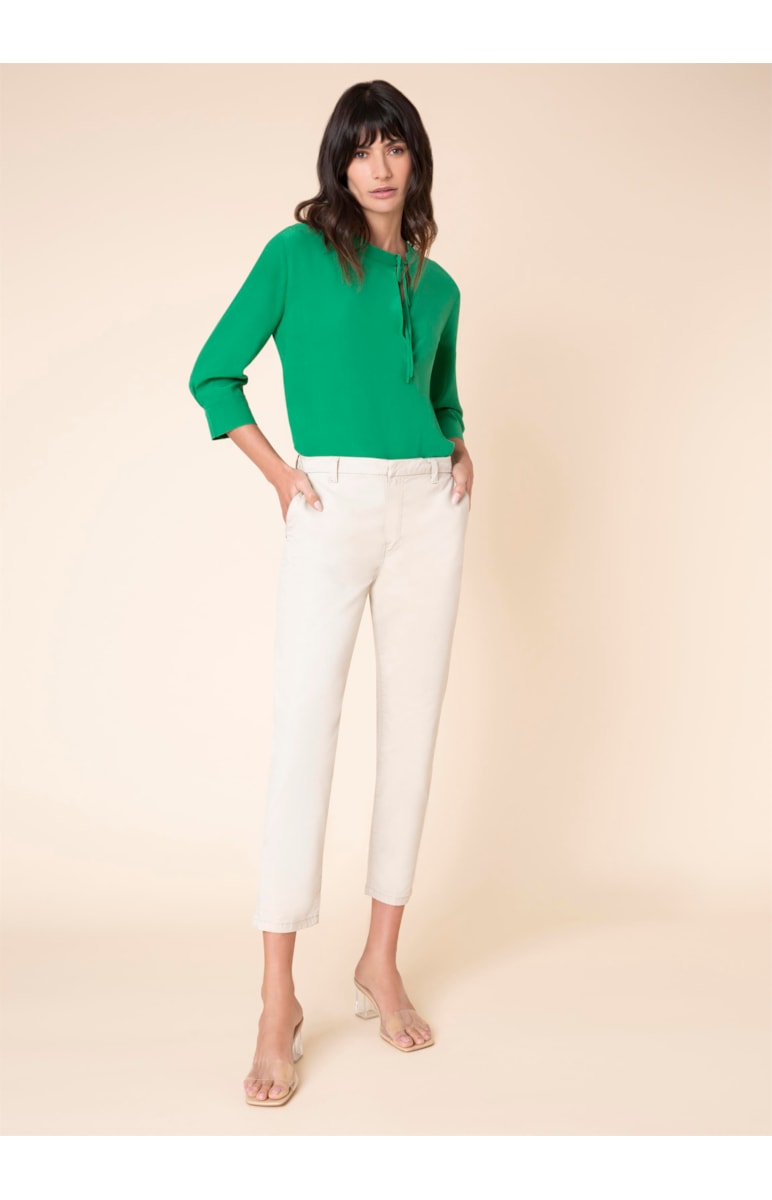 Blusa Seda Transpassada Verde Bandeira