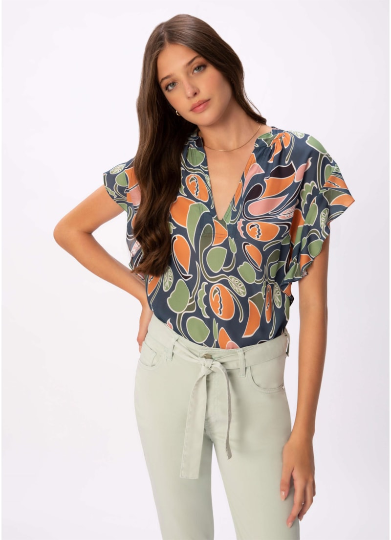 Blusa Summer Prints Azul Jeans