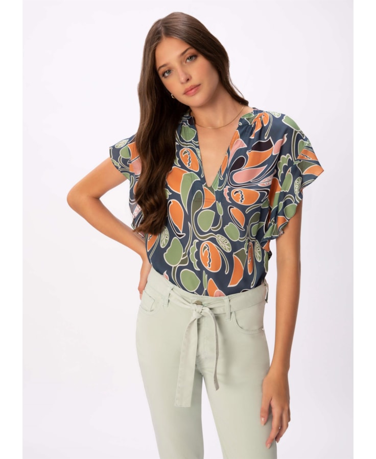 Blusa Summer Prints Azul Jeans