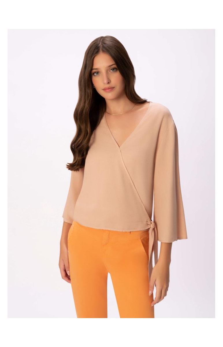 Blusa Transpassada Areia