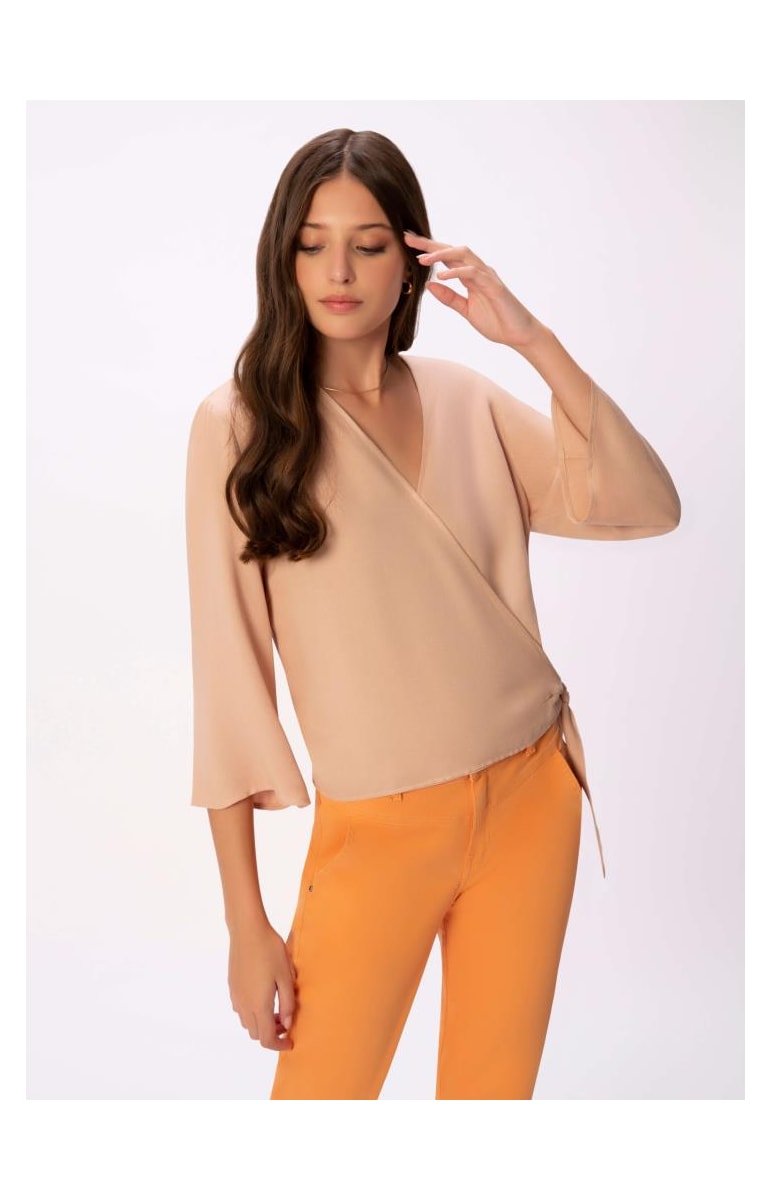 Blusa Transpassada Areia