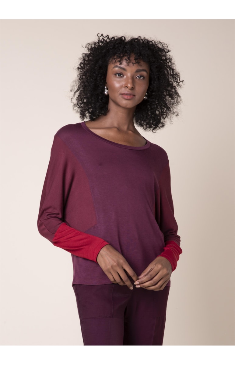 Blusa Tricolor Malha Vinho