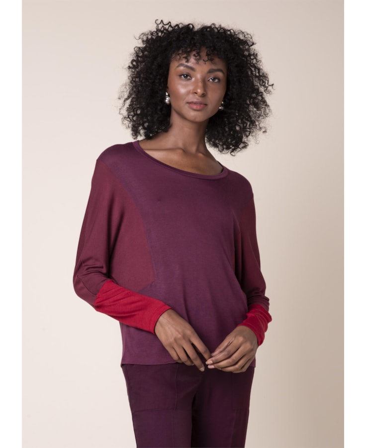Blusa Tricolor Malha Vinho