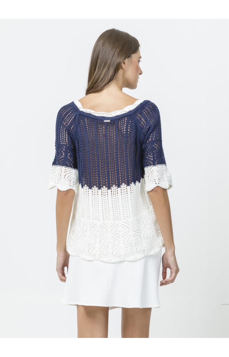 Blusa Tricot Bicolor Unica