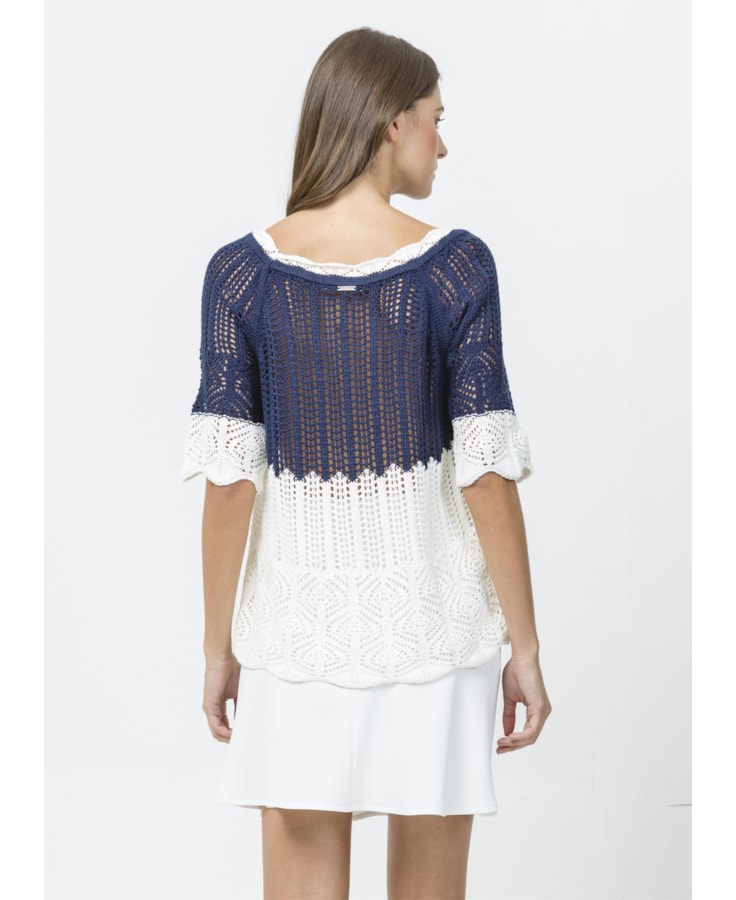 Blusa Tricot Bicolor Unica
