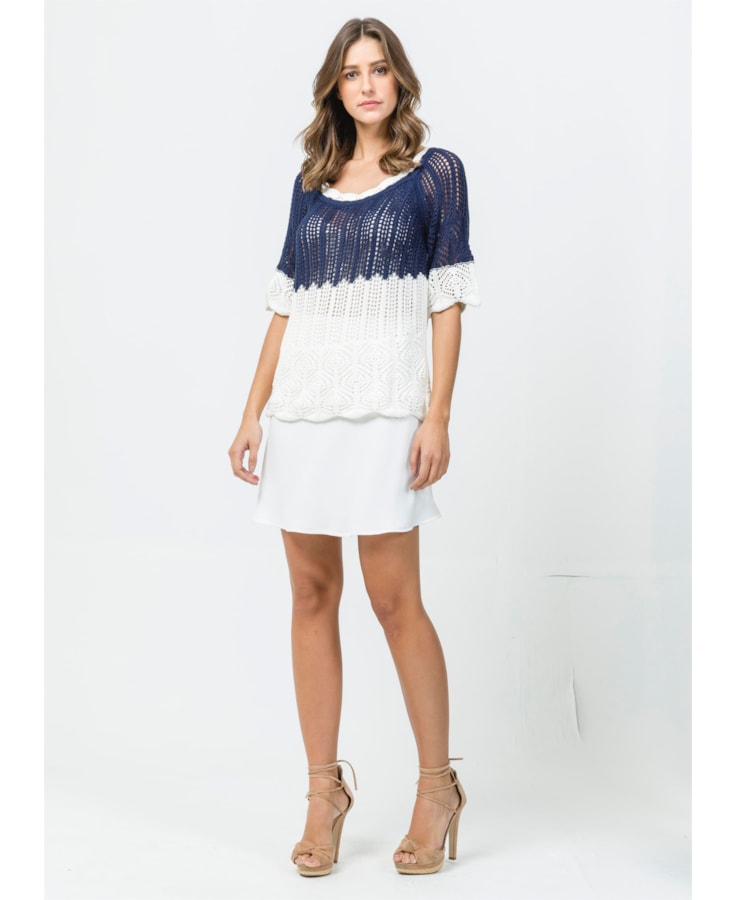 Blusa Tricot Bicolor Unica