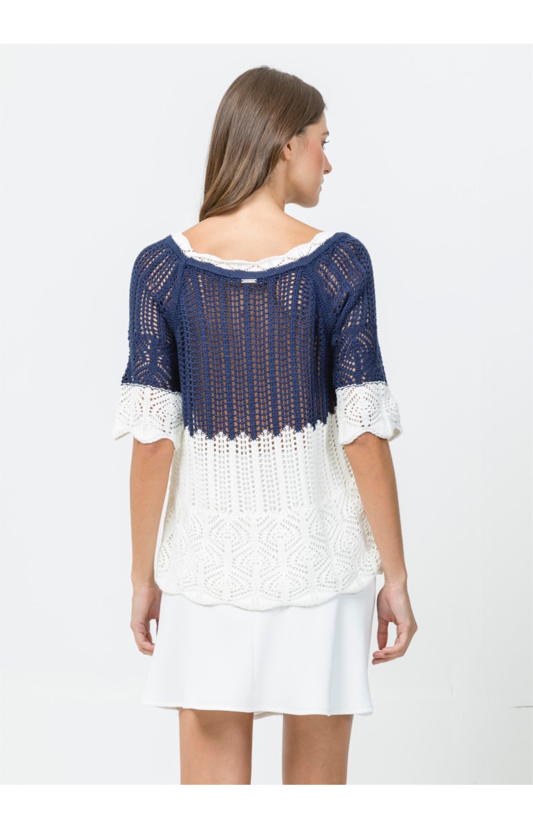 Blusa Tricot Bicolor Unica