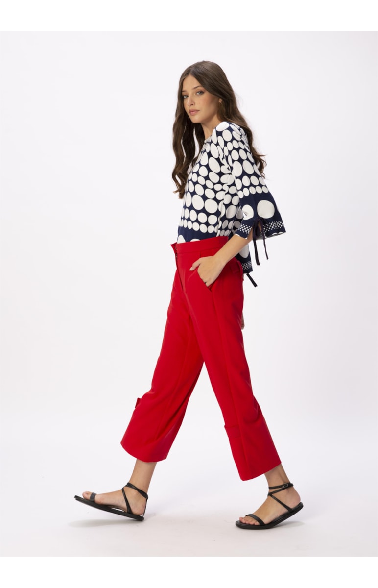 Blusa Tricot Bolas Marinho Com Off White