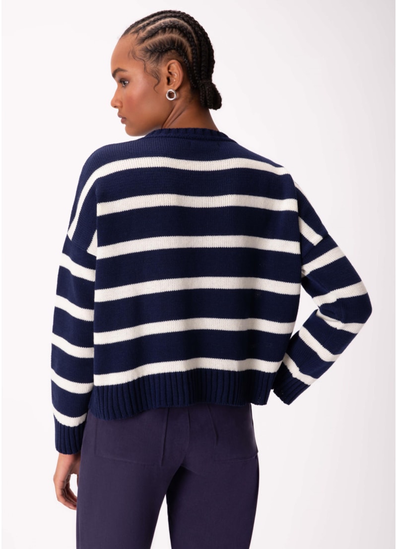Blusa Tricot Bold Stripes Marinho