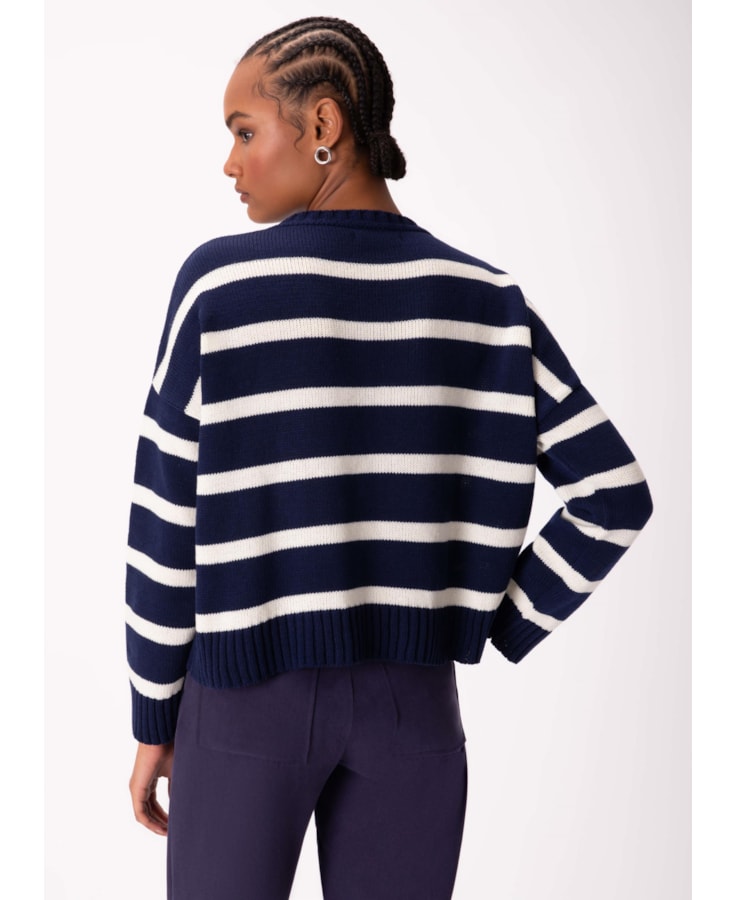 Blusa Tricot Bold Stripes Marinho