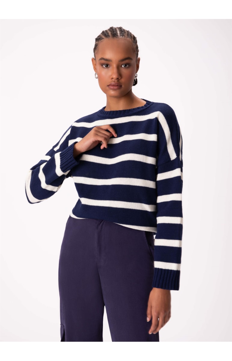 Blusa Tricot Bold Stripes Marinho