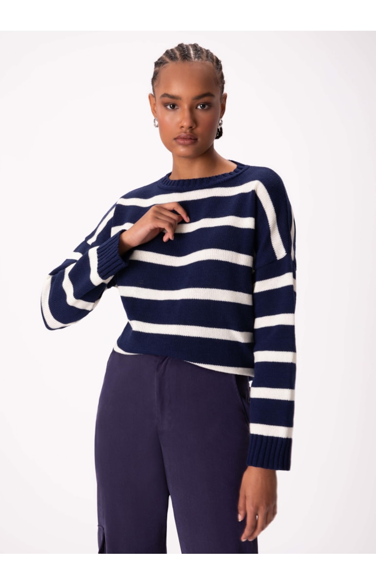 Blusa Tricot Bold Stripes Marinho