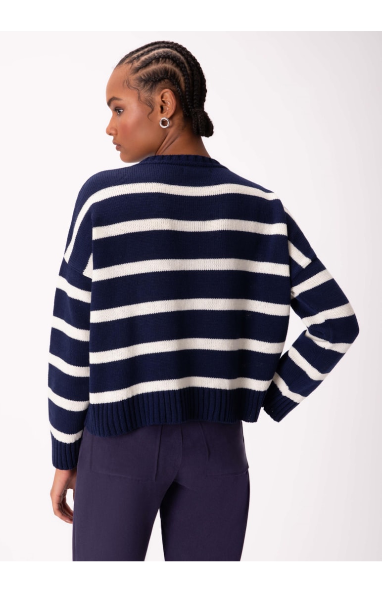 Blusa Tricot Bold Stripes Marinho