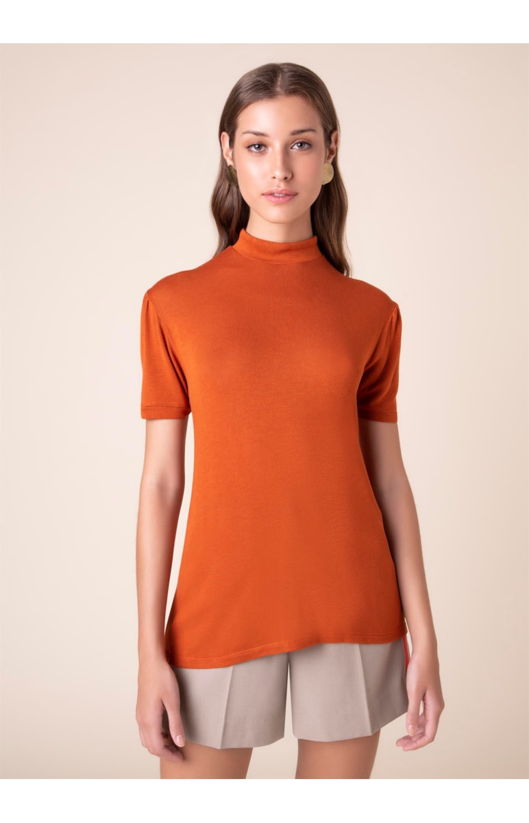 Blusa Tricot Botões Costas Caramelo