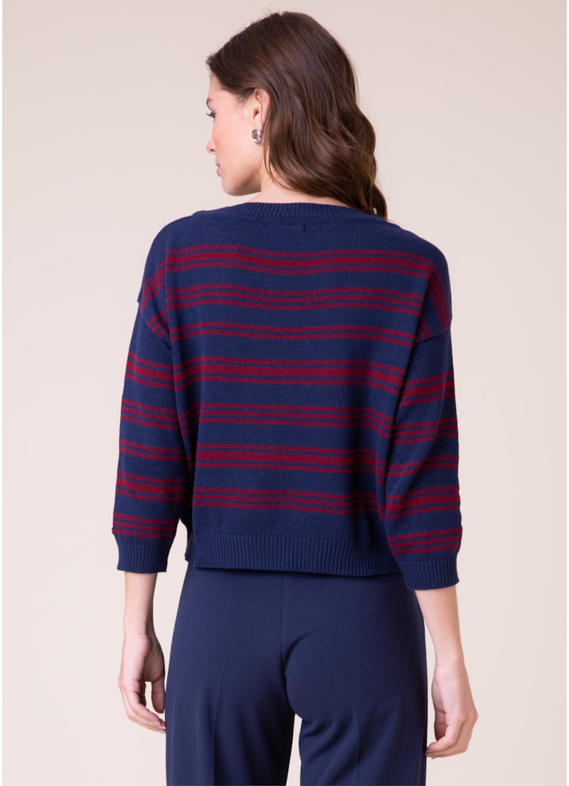 Blusa Tricot Essential Listras Marinho