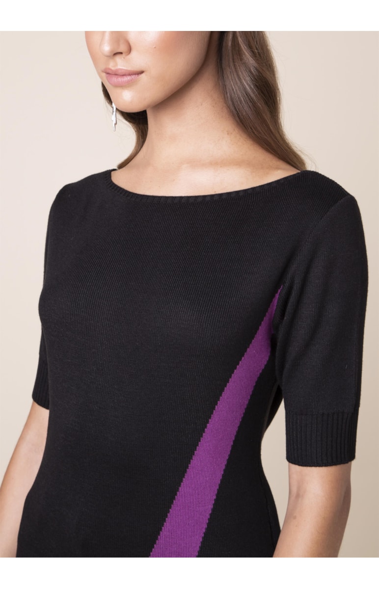 Blusa Tricot Faixa Lateral Preto