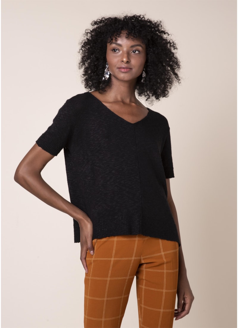 Blusa Tricot Flame Preto