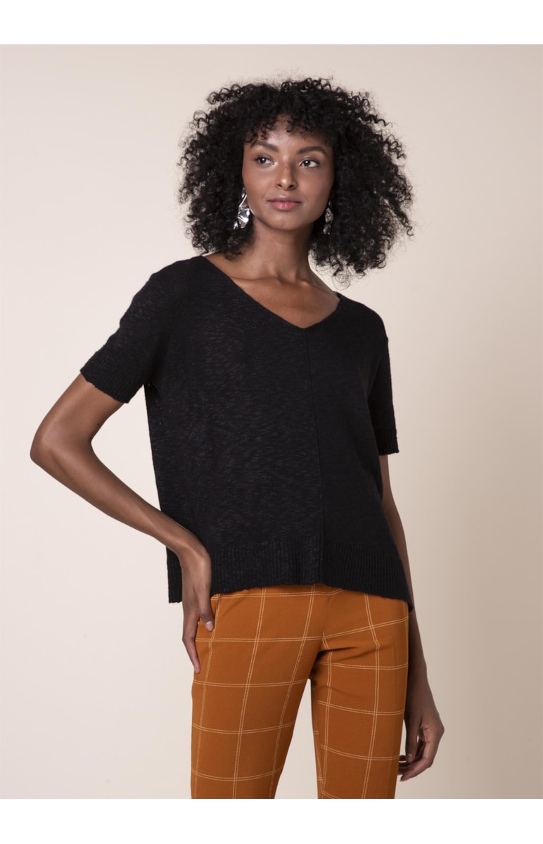 Blusa Tricot Flame Preto