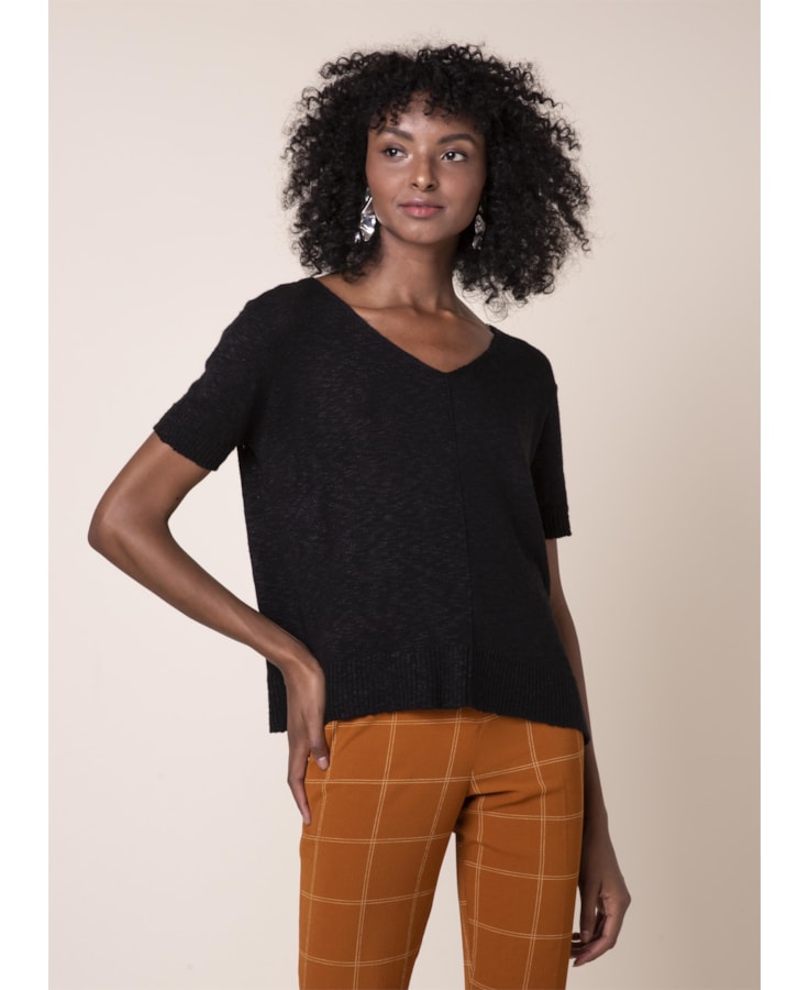 Blusa Tricot Flame Preto