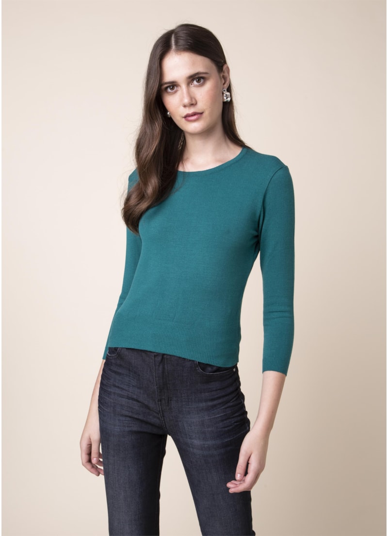 Blusa Tricot Fresh Canelado Petroleo