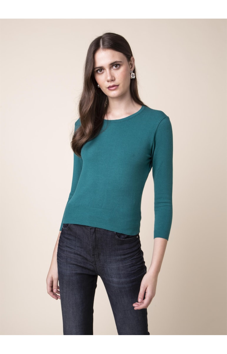 Blusa Tricot Fresh Canelado Petroleo