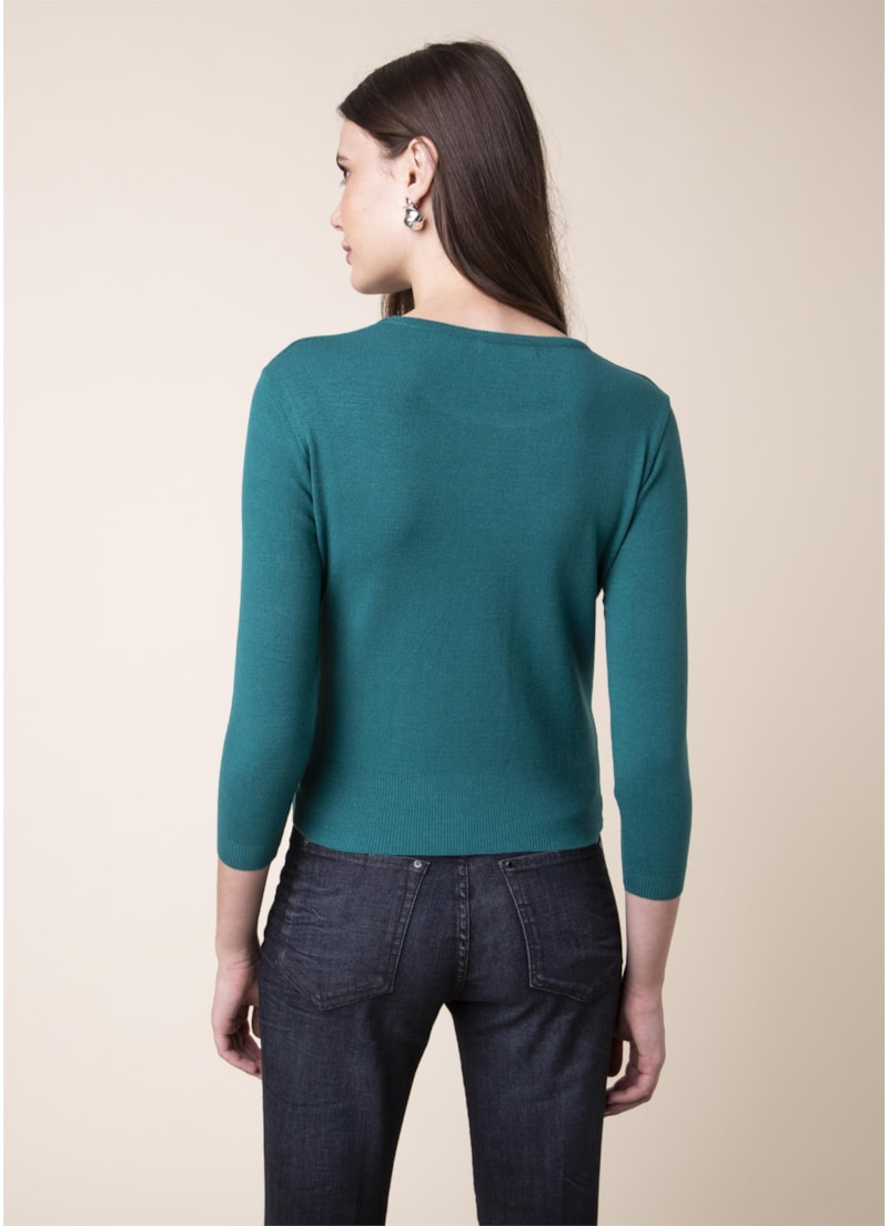 Blusa Tricot Fresh Canelado Petroleo