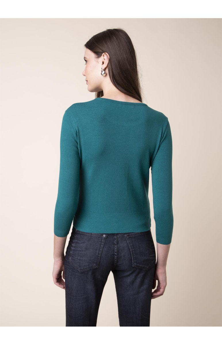 Blusa Tricot Fresh Canelado Petroleo